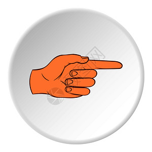 白圆背景上的卡通样式中带有索引指针图标的动画手势gestor符号矢量