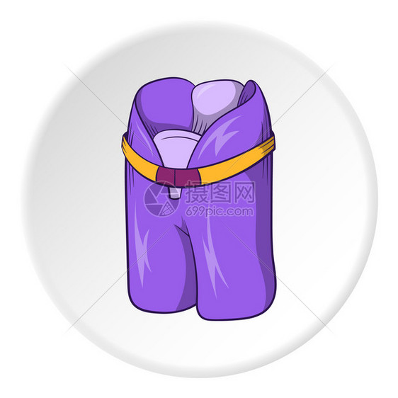 卡通风格中的曲棍球保护短裤图标孤立在白圆背景上体育符号矢量插图曲棍球保护短裤图标卡通风格图片