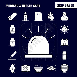 用于网络印刷和移动式ui工具包例如医疗眼睛搜索测试医疗药院象形图包的医学和保健固体胶条图标图片