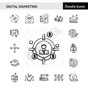 一套17数字营销手工绘图标图片