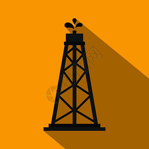 石油钻机图示矢量图示平面用于以黄色背景隔离的网络石油钻机图示平面风格图片
