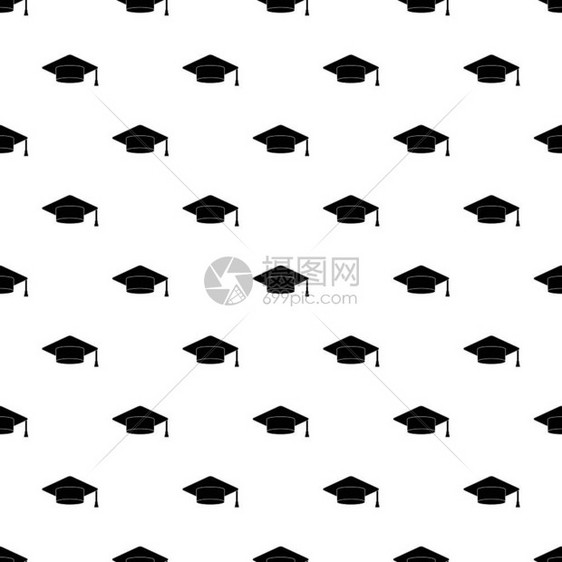 毕业帽平铺矢量背景图图片