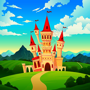 卡通矢量童话王国魔法城堡背景图片