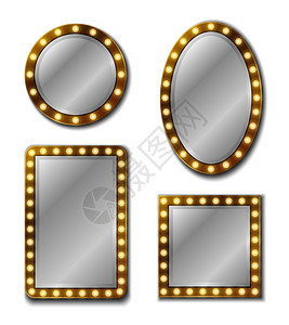 镜面玻璃圆装饰室内板用于沙龙或家陈装矢量设置化妆镜面玻璃圆装饰框架室内陈品矢量设置图片