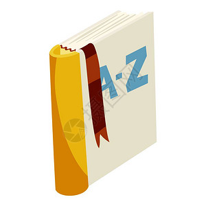 书图标网上英文词典书矢量图标的漫画插英文词典书图标卡通风格插画