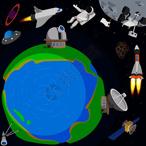 深空间地球概念深空间地球矢量概念用于网络的漫画插图深空间地球概念卡通风格图片