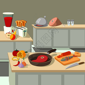 食物烹饪午餐概念食物烹饪午餐的漫画插图用于网络的食品烹饪午餐病媒概念食品烹饪午餐概念卡通风格图片