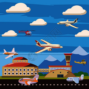 航空机场电子系统概念卡通风格图片