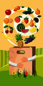 食物垂直横幅概念食物矢量垂直横幅概念的漫画插图食物矢量垂直横幅概念用于网络食物垂直横幅卡通风格图片