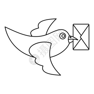 带信封图标的鸽鸟与信封矢量图标在网上飞行的插图带信封标的鸽鸟插画