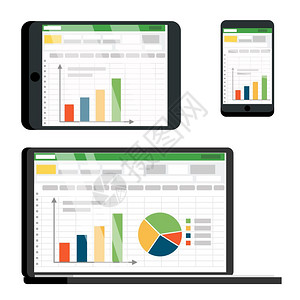 平板智能手机矢量屏幕上的电子表格带有信息图派表数据分析统计商业转换会计平板图解智能手机矢量屏幕上的电子表格图片