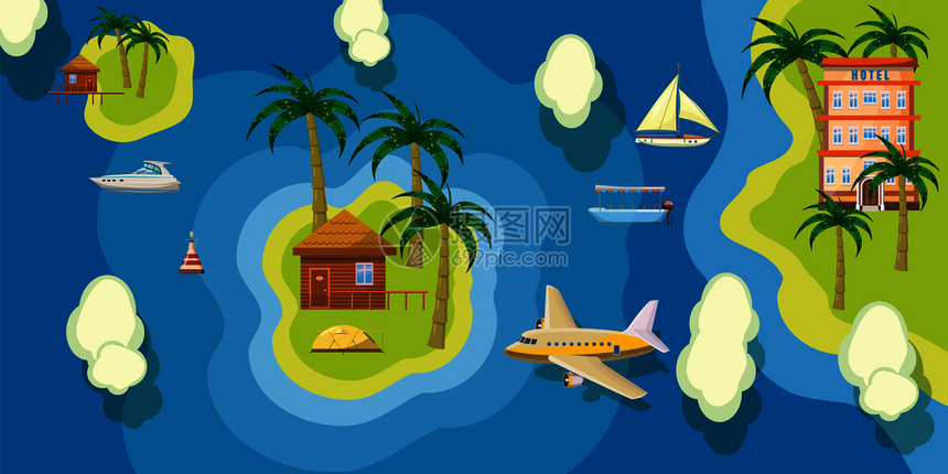 卡通风格海平面顶视图插画图片下载-正版图片302787105-摄图网