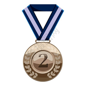 丝带银牌插画_丝带银牌卡通_丝带银牌插图_手绘_板绘_摄图网