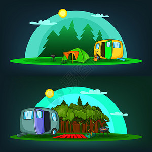 露营野餐矢量插图图片