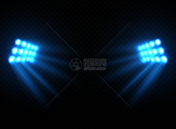 体育场灯光闪亮的投影器被隔离矢量聚光板为音乐会和游戏插图照明的光投影器矢量聚光板图片
