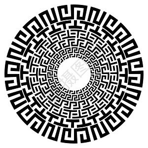 古希腊神宙斯古老的希腊圆环黑白介质模式grek古老的框架圆形模式古