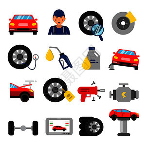 汽车零件轮和胎服务平板说明图图片