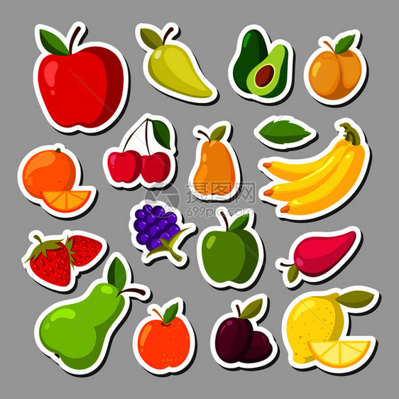 可爱水果矢量插图图片