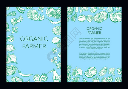手工种植水果和蔬菜卡小册子传单模板插图图片