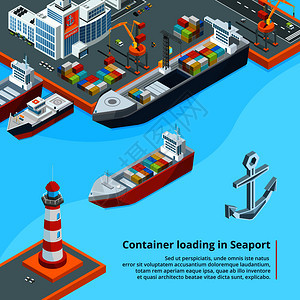 装集箱的货船海运工业码头背景图片