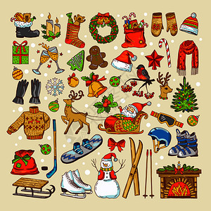 圣诞节玩具和冬季特定物品图片