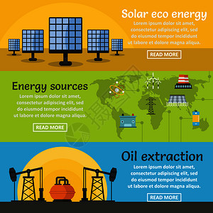 3个能源横幅概念平板风格矢量图图片