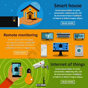 智能房屋横幅水平概念集3个智能房屋矢量横线个智能房屋矢量横线概念用于网络智能房屋横旗集平式图片