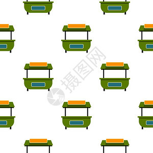 绿色食品车设计矢量插图图片