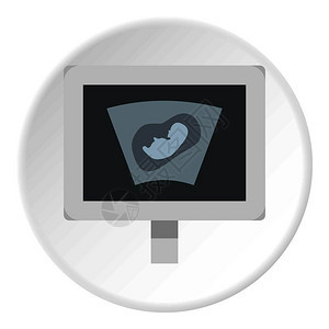 以平面圆形孤立矢量插图为网页对婴儿标进行超声波扫描图片