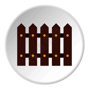 栅栏夏天以平面圆形孤立的矢量图示绘制网络的木栅栏图标圆插画