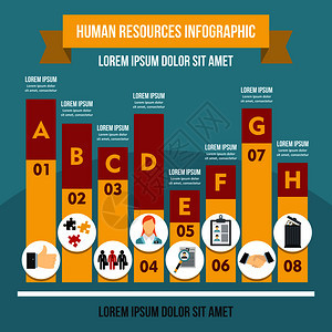 人力资源信息图横幅概念网络人力资源信息图矢量海报概念的平面图示人力资源信息图概念平面风格图片