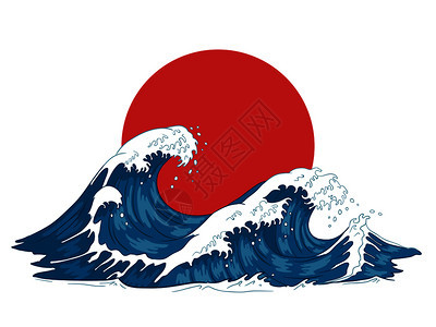 日本风格海浪矢量图图片