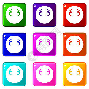 9色集孤立矢量说明的表情集图片