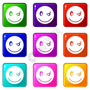 9色组孤立矢量说明yewink表情9套图片