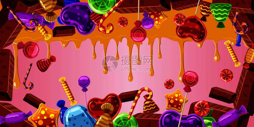 巧克力工厂的横向幅概念巧克力工厂的漫画插图网络的横矢量巧克力工厂