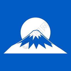 田园景观蓝色背景矢量图解中孤立的白太阳和山图示太阳和山图示白插画