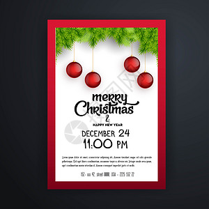 喜庆装饰圣诞节党贺卡和海报矢量eps10抽象模板背景插画