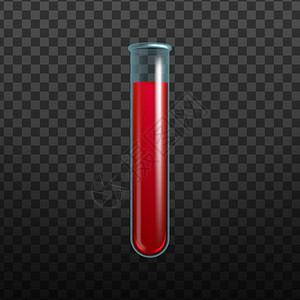科学医疗设备气瓶试验管在透明网格背景上配有血液或红色体隔离图象3d说明图片