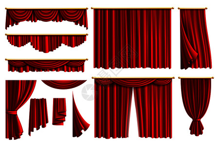 红窗帘设置现实的豪华窗帘设置现实的豪华大窗帘玉米装饰家用室内美食羊排装饰图片