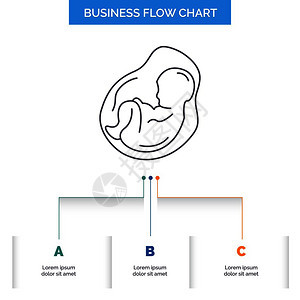 3个步骤的婴儿怀孕产科胎儿商业流程图设计图片