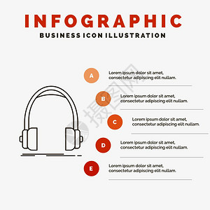 用于网站和演示的音频耳机监视器工作室信息图模板图片