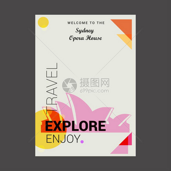 欢迎来到Sydne歌剧院Australi探险旅行享受海报模板图片