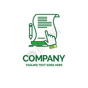 合同文件纸张签名协议应用统一商业标志模板创造绿色品牌名称设计图片