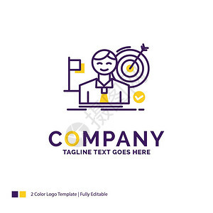 企业目标打击市场成功紫黄品牌设计贴标签小型和大企业的创意标识模板图片