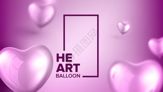 现实多彩的气球是光亮粉红飞行气球向量光亮粉红飞行气球形状和黑暗的红框是富有创意和浪漫的礼物或给爱人讯息3d插图现实多彩的气球图片
