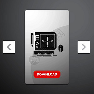 设计图形工具软件网络设计图形标以旋转滑板设计和红色下载按钮的形式使用矢量eps10抽象模板背景图片