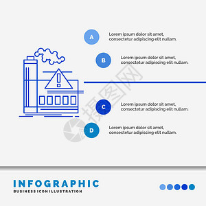 污染工厂空气警报网站和演示的工业信息图模板图片