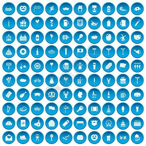 10个啤酒派对图标以蓝色圆圈组在白色Vectr插图上隔离10个啤酒派对图标蓝色图片