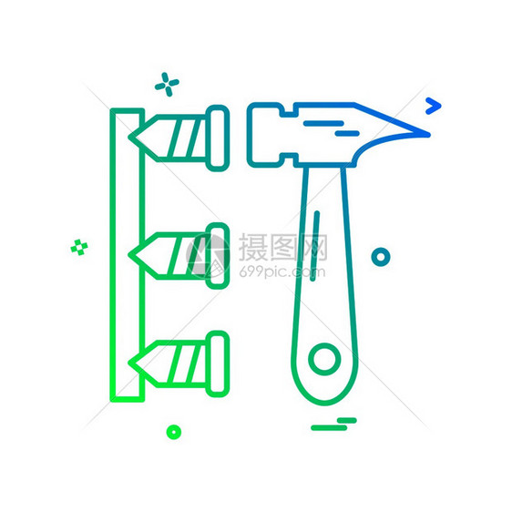 锤铁钉图示设计矢量图片