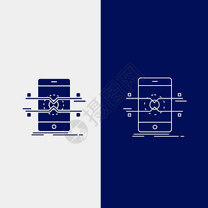api界面移动电话智能线和以蓝色垂直横幅显示的蓝色网络按钮用于ui和x网站或移动应用程序矢量eps10抽象模板背景图片